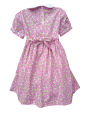 Robe smocks col blanc en coton imprimé fleur rose